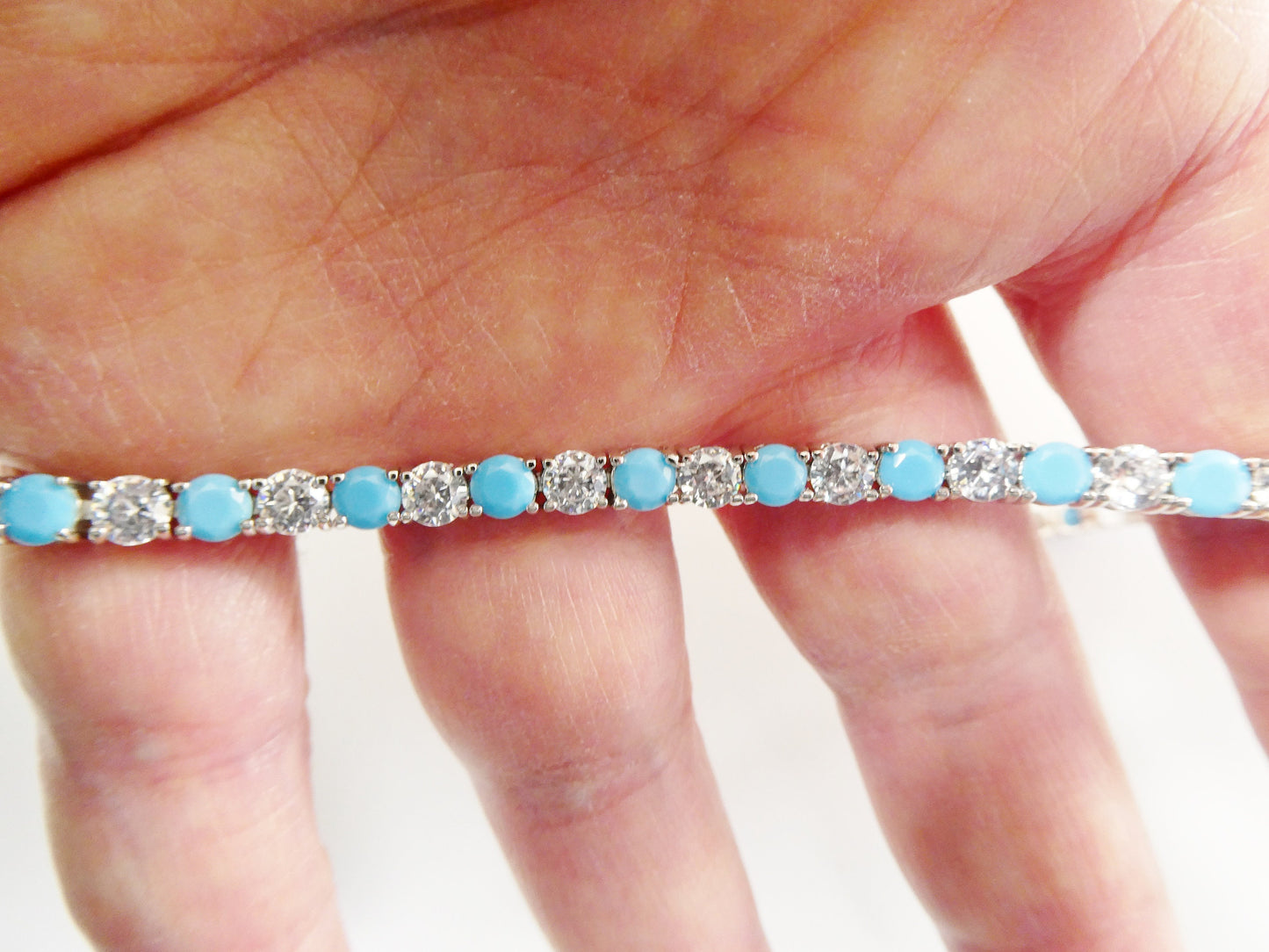 4mm 7 Inch turquois tennis bracelet real 925 sterling silver
