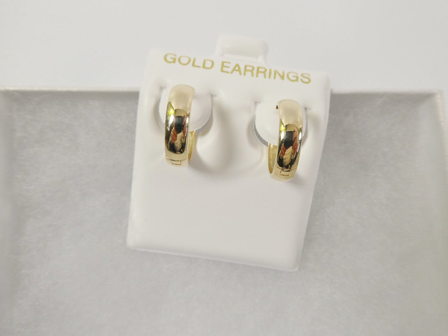 real 10k solid yellow gold 15mm high polish plain large hoop huggie earrings