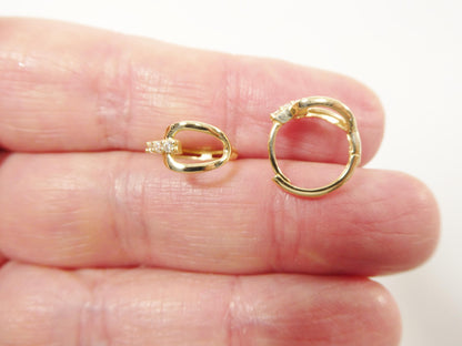 Real 10k Solid Yellow Gold Buckle Hoop Huggie Earrings