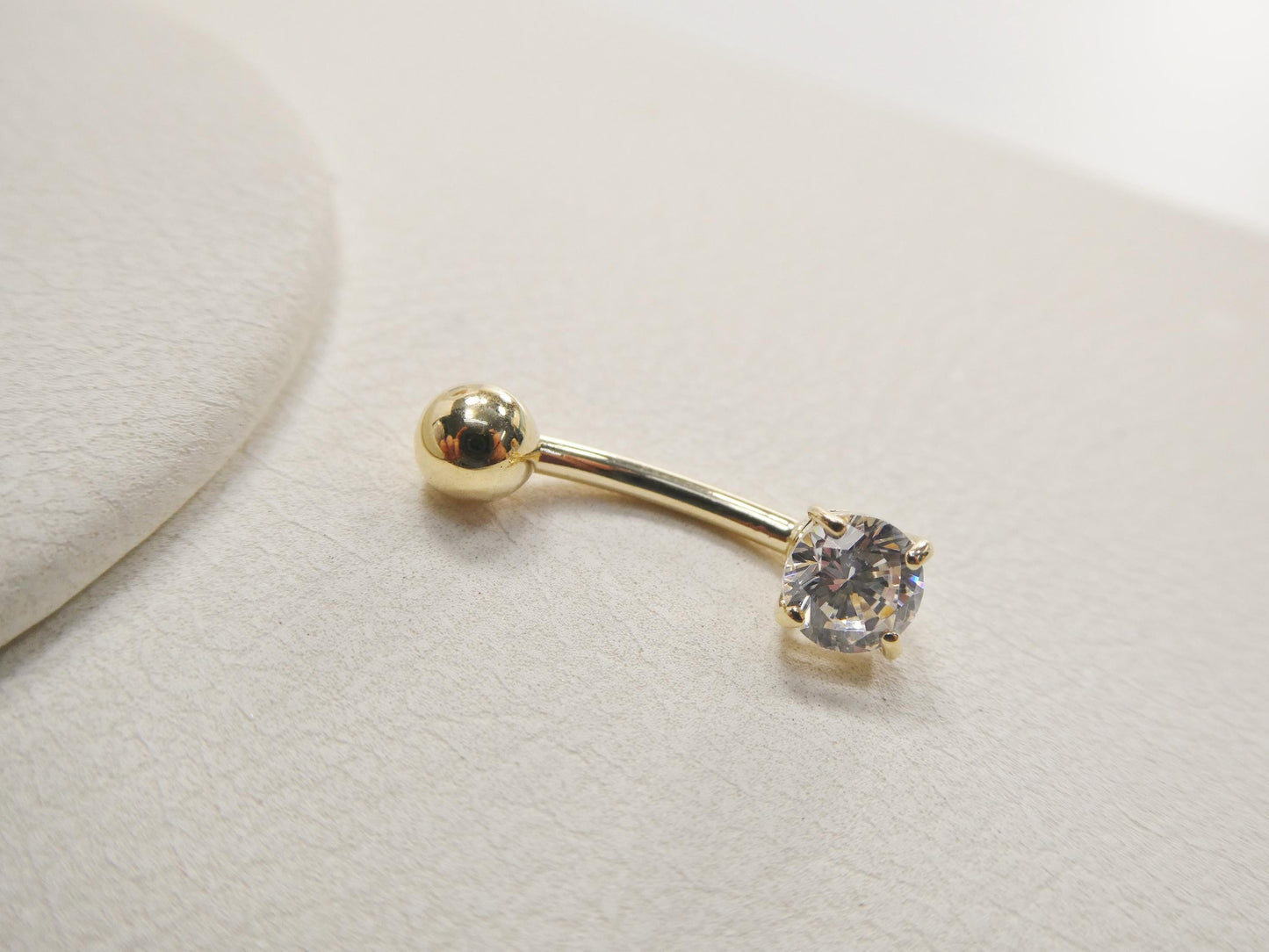 14k real solid yellow gold 5mm stone dangling belly button ring piercing