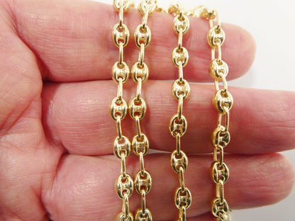 Real 925 Sterling Silver Solid Anchor Puff Chain 14k Yellow Gold Finish