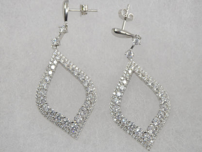 Real 925 Sterling Silver Micro Pave Setting 14k White Gold Color Finish Drop Earrings