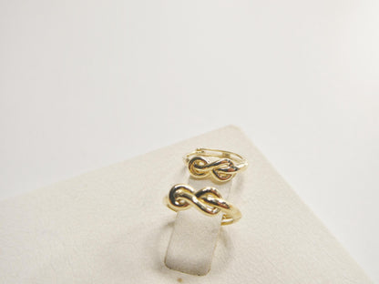Real 10k Solid Yellow Gold Designer Knot Hoop Huggie Earrings