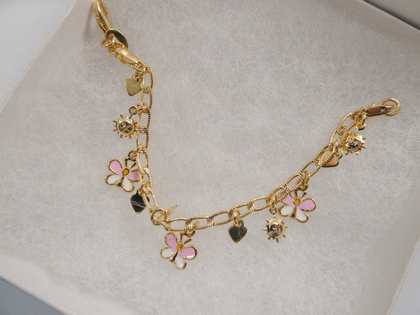 5.5 inch 14k gold filled CURB style butterfly pendent dropping baby bracelet