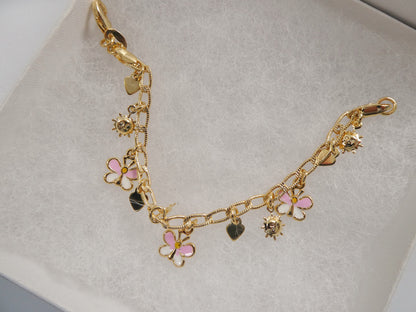 5.5 inch 14k Gold Filled CURB Style Butterfly Pendent Dropping Baby Bracelet