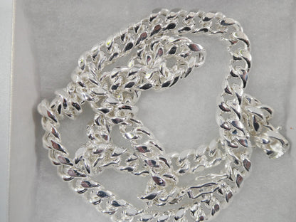 Real 9mm 925 Sterling Silver Miami  SEMI SOLID Link Chain Box Lock Clasp