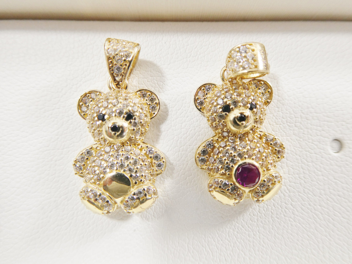 14k real solid yellow gold small teddy bear charm pendent