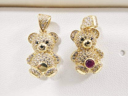 14k Real Solid Yellow Gold Small Teddy Bear Charm Pendent