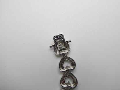 Real  925 Sterling Silver Heart Diamond Bracelet