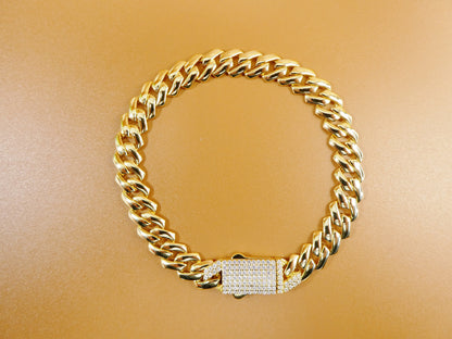 8 inch 14k Yellow Gold Color Monaco Bracelet Over Real Solid 925 Sterling Silver