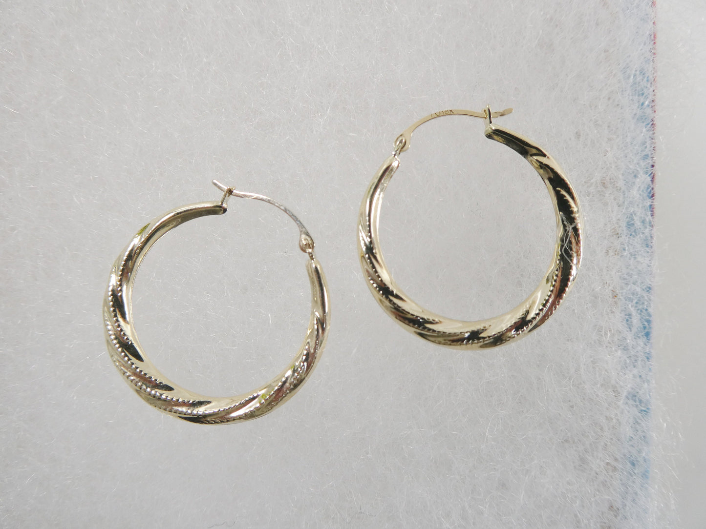 10k real solid yellow gold 24.7mm classic design hoop earrings