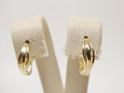 Real 10k Solid Yellow Gold Designer Hoop Huggie Earrings