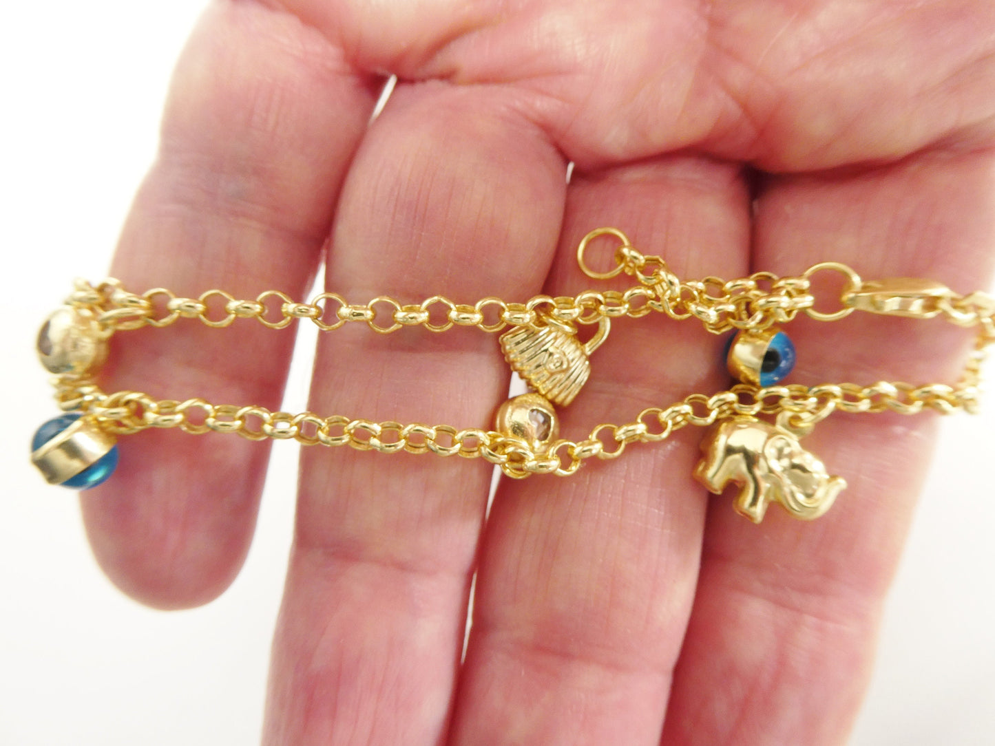 real 14k solid yellow gold 9 inch anklet bracelet