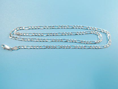 Real 925 Sterling Silver 3.5mm Italian Concave Figaro Solid Chain Lobster Lock Clasp