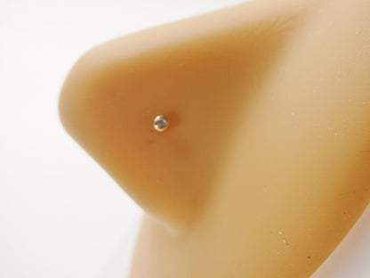 14k Real Solid Yellow Gold Long Post Nose Ring