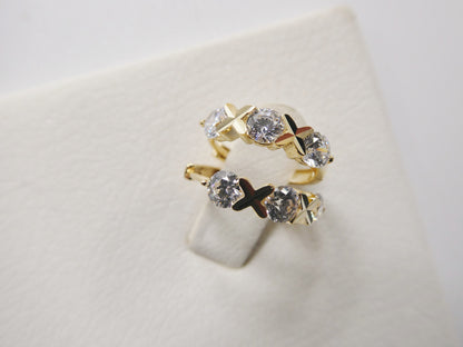 Real 10k Solid Yellow Gold XO Hoop Huggie Earrings