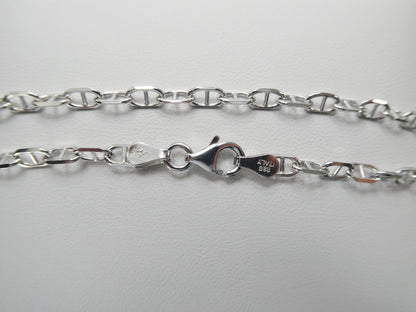 Real 925 Sterling Silver 10 Inch Mariner Anklet 14k White Gold Finish