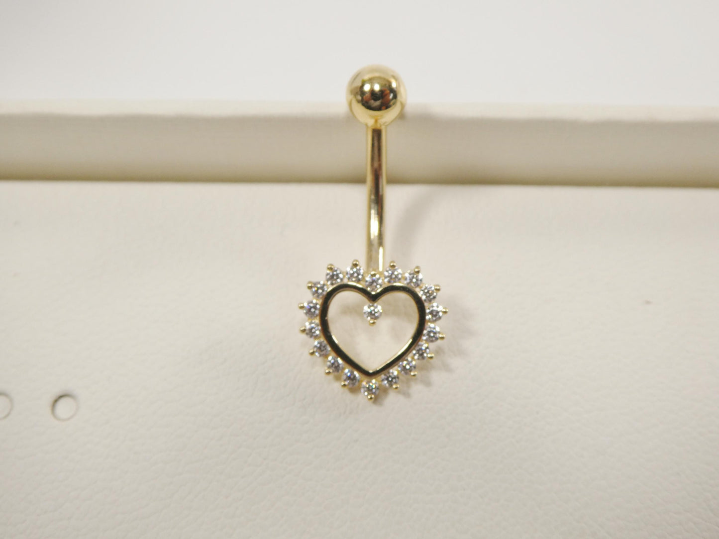 14k real solid yellow gold heart belly button ring piercing