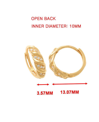 Real 10k Solid Yellow Gold Designer Hoop Huggie Earrings