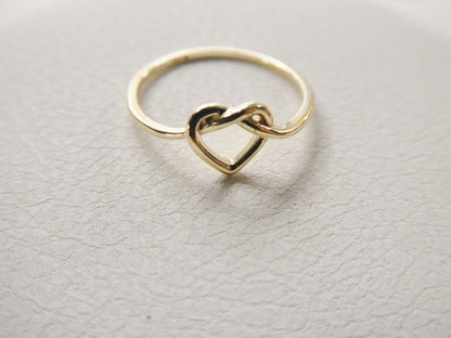 10k Solid Yellow Gold Baby Children Heart Shaped Love Knot Ring
