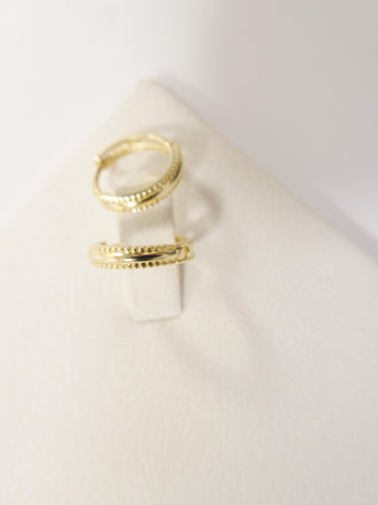 Real 10k Solid Yellow Gold Designer Hoop Huggie Earrings