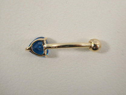 14k Real Solid Yellow Gold Heart Color Belly Ring