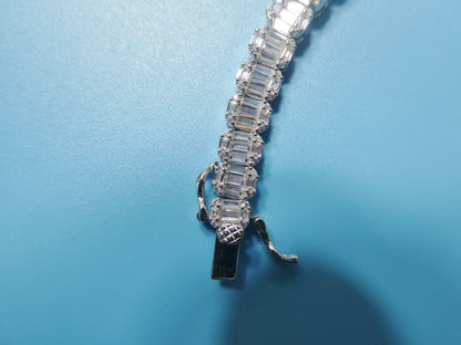 Real 925 Sterling Silver Tennis Baguette 7 Inch Bracelet