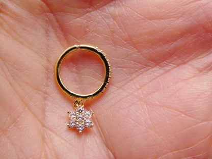 14k Real Solid Yellow Gold Seamless Clicker Cartilage Helix Hoop