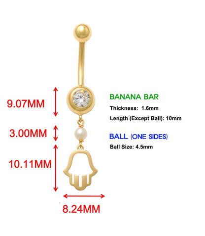 14k Real Solid Yellow Gold Mother of Pearl Turtle Belly Button Ring Piercing