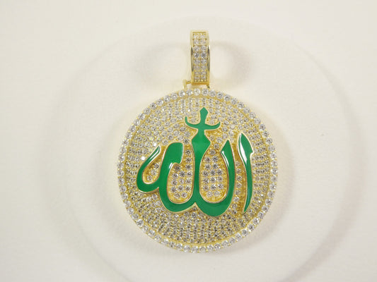 real sterling silver Allah Muslim pendent full ice stone charm