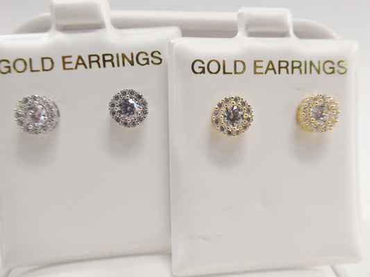 real 10k solid yellow gold push post circle stud earrings