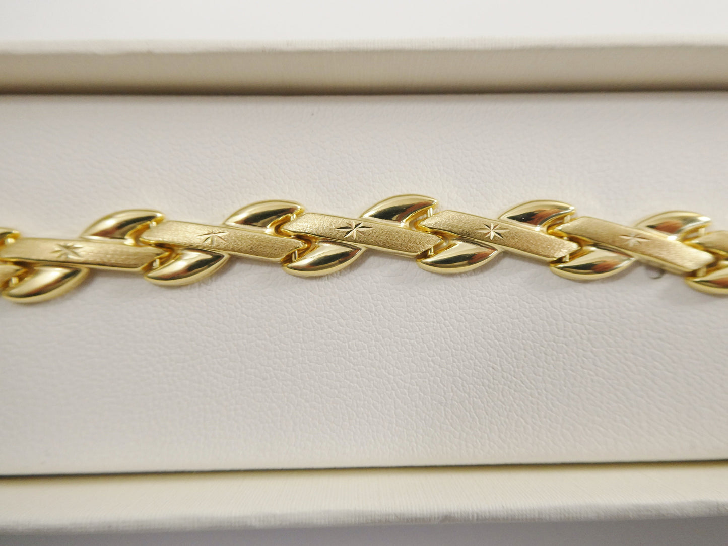7.50 inch real 925 sterling silver xo style 14k gold tone finish