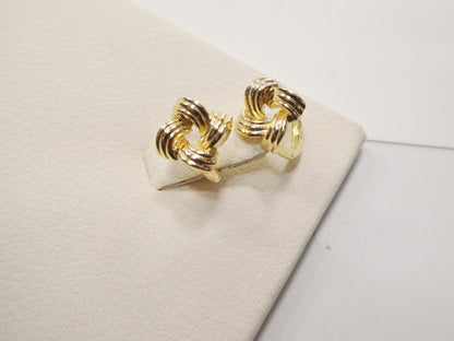 Real 10k Solid Yellow Gold Designer Love Knot Hoop Huggie Rarrings
