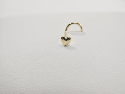 14k Real Solid Yellow Gold Twist Shape Heart Nose Ring