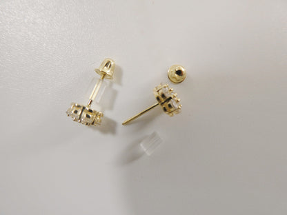 Real 10k Solid Yellow Gold Screw Post Flower Stud Earrings