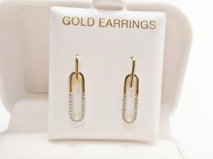 Real 10k Solid Yellow Gold Design Paperclip Push Post Earrings