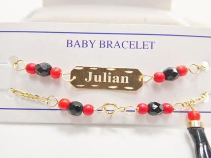 Real 10k Solid Yellow Gold 5 inch Azabache Boy Girl Baby Bracelet