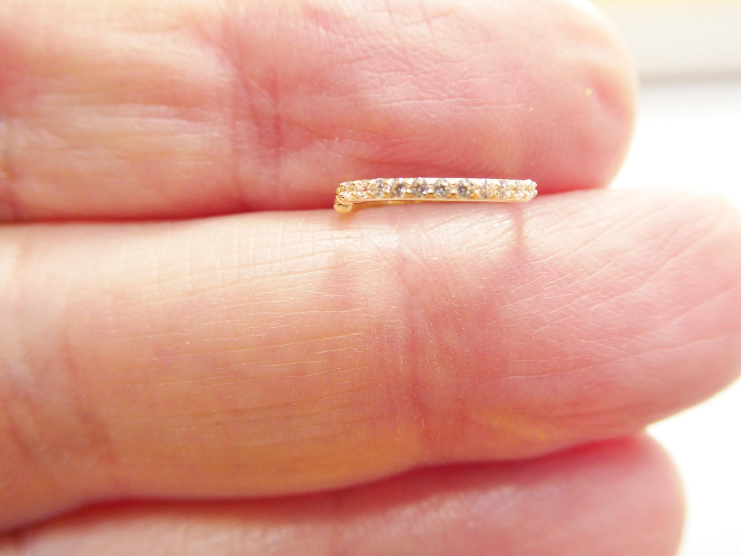 14k real solid yellow gold cz hoop earring cartilage daith ring piercing