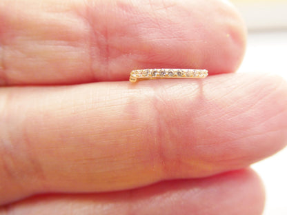 14k Real Solid Yellow Gold CZ Hoop Earring Cartilage Daith Ring Piercing