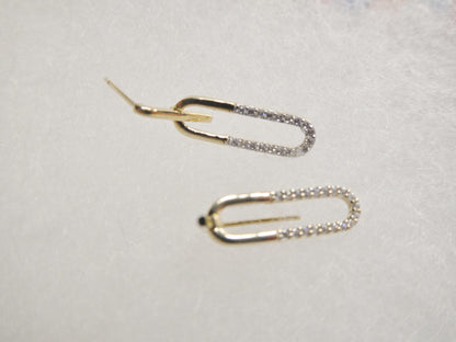 Real 10k Solid Yellow Gold Design Paperclip Push Post Earrings