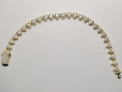 Real  925 Sterling Silver Heart Stone Set Necklace & Bracelet