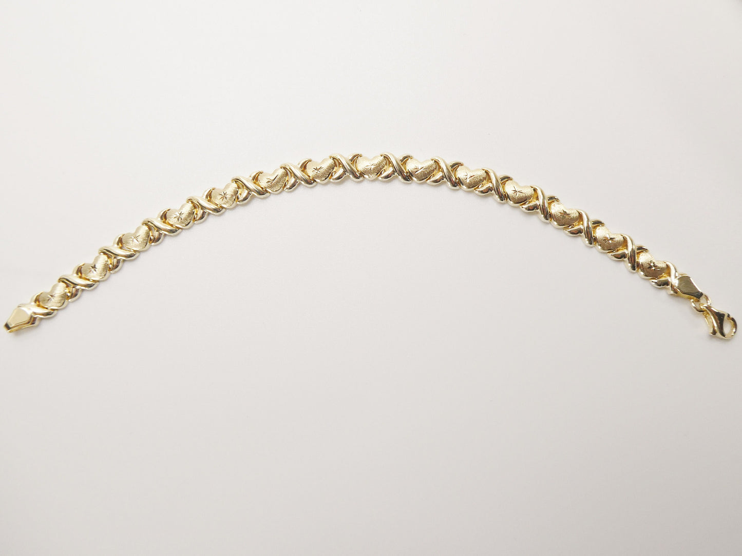 real 10k solid yellow gold 5.5/ 6.5 inch children/women xo heart bracelet
