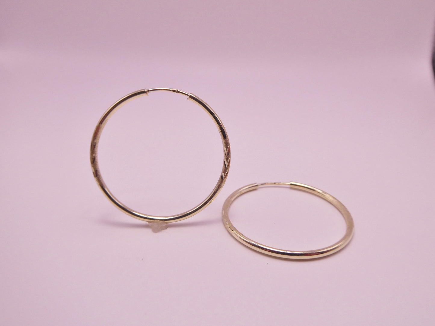 10k real solid yellow gold 2mm tube diamond cut endless hoop earrings