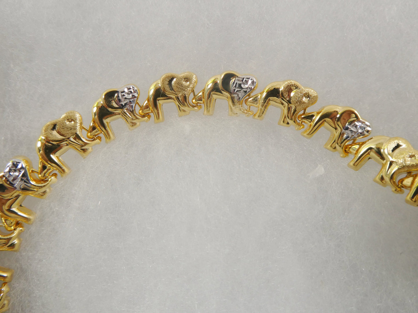 Sterling Silver Two-Tone Elephant Bracelet: 14k Gold Finish