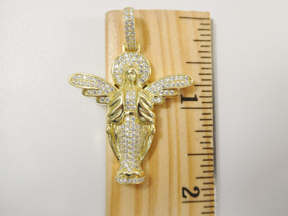 Real 925 Sterling Silver Large Angel Guardian Medallion Pendent