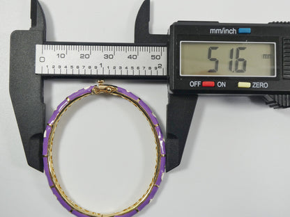 18k Yellow Gold Filled 50mm Purple Enamel Children Bangle Bracelet