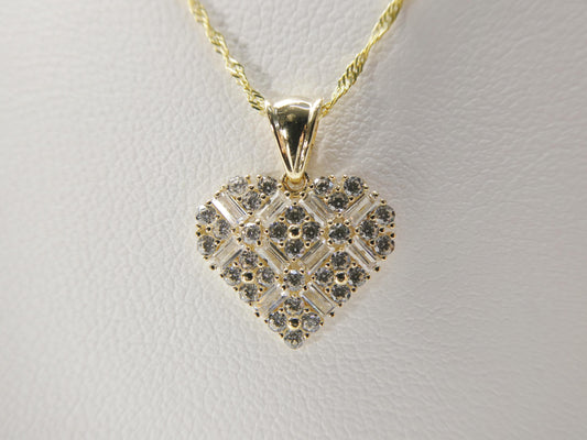 10k real solid yellow gold 16 inch chain and heart pendent set