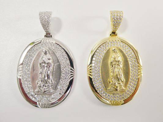 real 925 sterling silver large guadalupe virgin mary medallion pendent