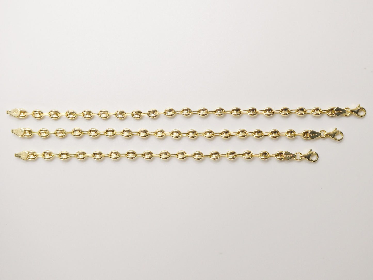 real 10k solid yellow gold 5.5/6/ 6.5 inch children/women puffed mariner bracelet
