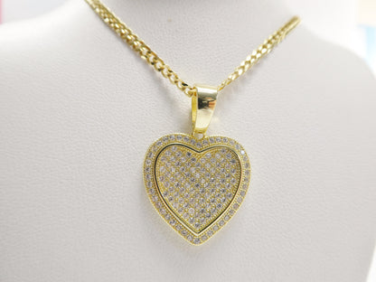 Real 925 Sterling Silver 18 Inch Flat Chain & Heart Pendent Charm